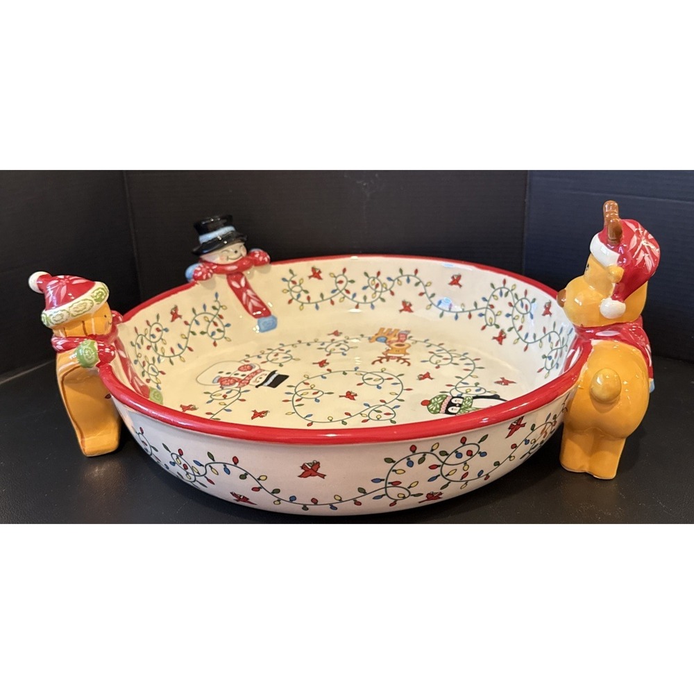 Temptations Special Edition 2 Quart‎ Holiday Bowl Winter Whimsy 3D Reindeer